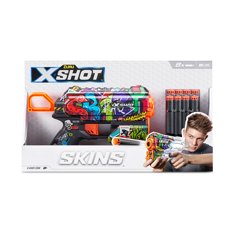 X-SHOT Blaster Skins Flux, arma de jucarie, 8 proiectile infant-ro